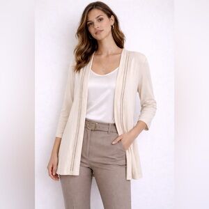 CHICO’S EASYWEAR Cream Open-Front Cardigan | Polished Lightweight Office SZ 1